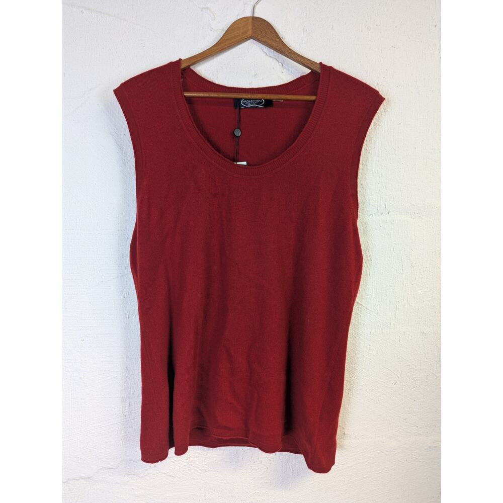 Cashmere Tank Top Red Knit Office Preppy Classic Luxury Magaschoni XL New